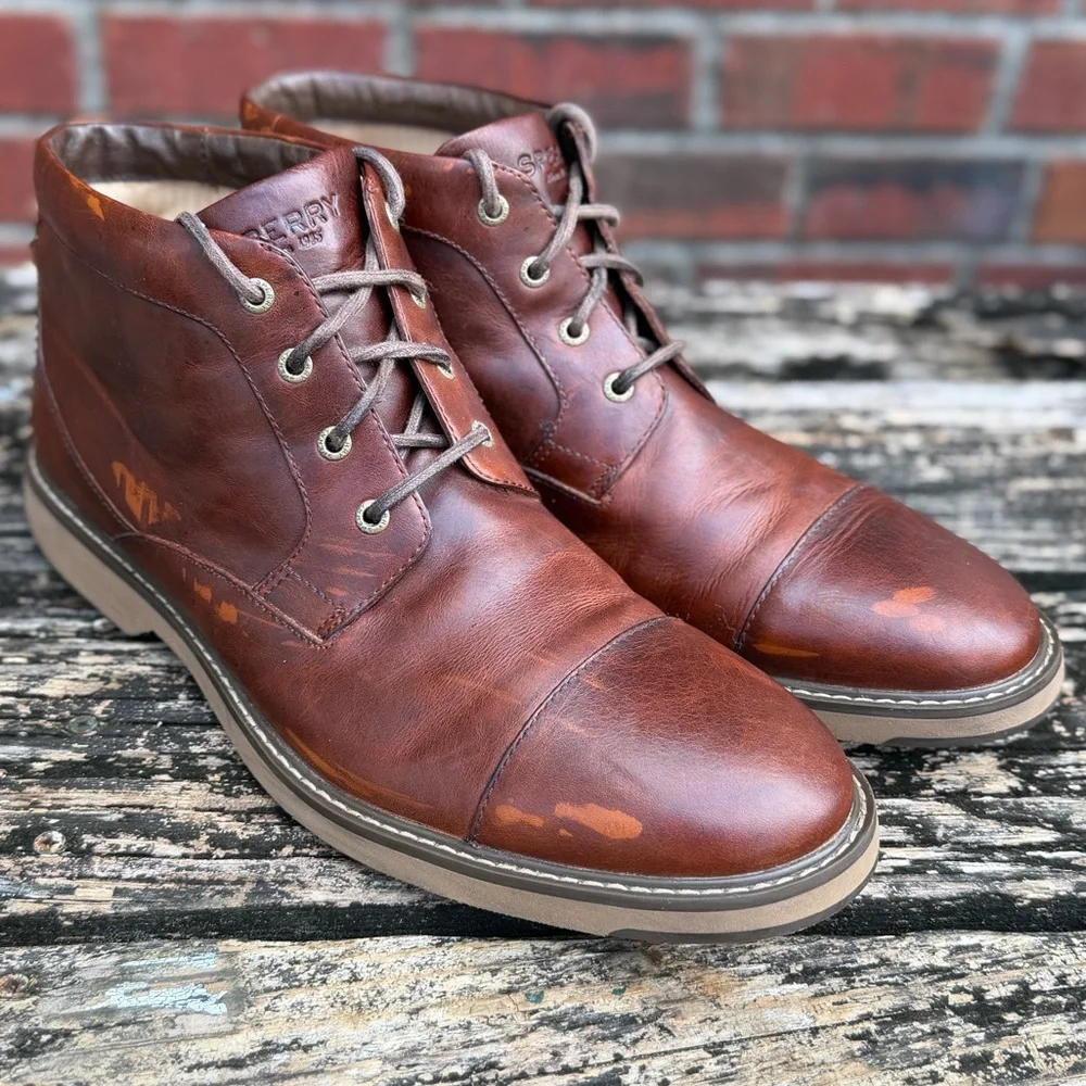 Sperry Top-Sider Commander Men's Sz 13 Brown Leather Oxford Chukka Boots T9